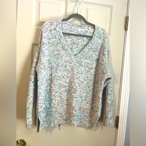 Seven7 multicolor soft V-neck sweater Large